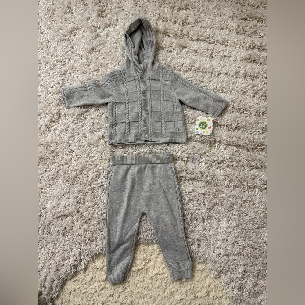 NWT Little Me Gray Knit Baby Set